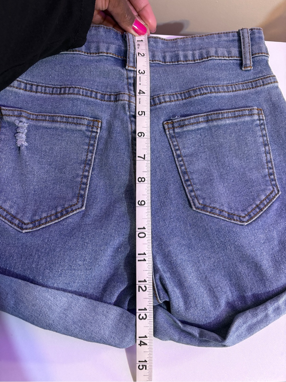 SHEIN Light Blue Rolled Cuff Denim Shorts - Picture 10 of 10